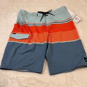 O'Neill Lennox Stripe Board Shorts Swim Trunks Blue Orange Mens Size 30 NWT